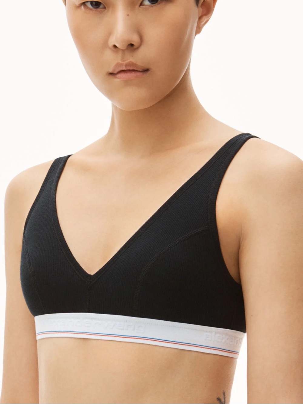 Alexander Wang Bodywear Micro Ribbed V-Neck Bralettes - 3 Pack
